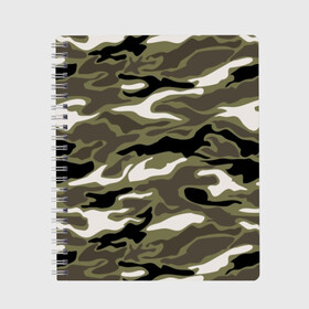Тетрадь с принтом Камуфляж в Екатеринбурге, 100% бумага | 48 листов, плотность листов — 60 г/м2, плотность картонной обложки — 250 г/м2. Листы скреплены сбоку удобной пружинной спиралью. Уголки страниц и обложки скругленные. Цвет линий — светло-серый
 | abstraction | camouflage | disguise | fashion | geometric | military | texture | абстракция | военная | геометрическая | камуфляж | маскировка | мода | текстура