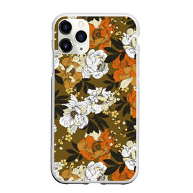 Чехол для iPhone 11 Pro Max матовый с принтом Пионы в Екатеринбурге, Силикон |  | art | buds | flowers | garden | leaves | orange | pattern | peonies | petals | summer | watercolor | white | акварель | белые | бутоны | искусство | лепестки | лето | листья | оранжевые | пионы | садовые | узор | цветы