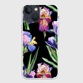 Чехол для iPhone 13 mini с принтом Ирисы в Екатеринбурге,  |  | акварель | мода | стиль | цветочки | цветы