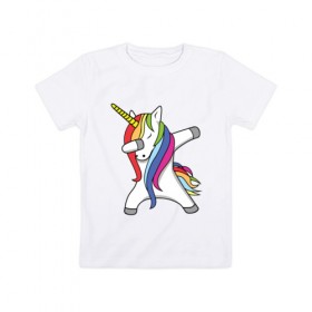 Детская футболка хлопок с принтом Единорог делающий деб в Екатеринбурге, 100% хлопок | круглый вырез горловины, полуприлегающий силуэт, длина до линии бедер | деб | единорог | животные | лошадь | пони