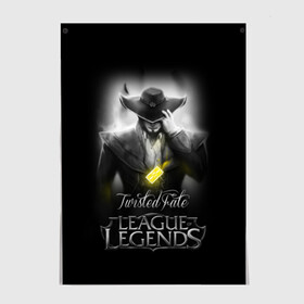 Постер с принтом League of Legends,Twisted Fate в Екатеринбурге, 100% бумага
 | бумага, плотность 150 мг. Матовая, но за счет высокого коэффициента гладкости имеет небольшой блеск и дает на свету блики, но в отличии от глянцевой бумаги не покрыта лаком | league of legends | lol | twisted fate | игры | киберспорт | компьютерные игры | лига легенд | твистед фэйт