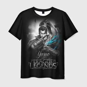 Мужская футболка 3D с принтом League of Legends, Yasuo в Екатеринбурге, 100% полиэфир | прямой крой, круглый вырез горловины, длина до линии бедер | league of legends | lol | yasuo | игры | киберспорт | компьютерные игры | лига легенд | ясуо