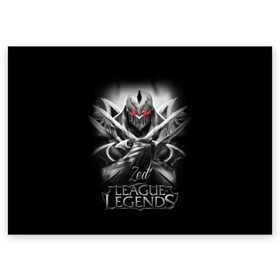 Поздравительная открытка с принтом League of Legends, Zed в Екатеринбурге, 100% бумага | плотность бумаги 280 г/м2, матовая, на обратной стороне линовка и место для марки
 | league of legends | lol | zed | зед | игры | киберспорт | компьютерные игры | лига легенд