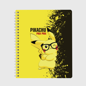 Тетрадь с принтом Pikachu Pika Pika в Екатеринбурге, 100% бумага | 48 листов, плотность листов — 60 г/м2, плотность картонной обложки — 250 г/м2. Листы скреплены сбоку удобной пружинной спиралью. Уголки страниц и обложки скругленные. Цвет линий — светло-серый
 | pika | pikachu | аниме | детская | детям | игры | молния | мышка | мышь | пика | пикачу | покемон | покемоны