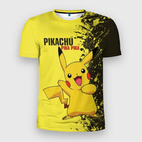 Мужская футболка 3D спортивная с принтом Pikachu Pika Pika в Екатеринбурге, 100% полиэстер с улучшенными характеристиками | приталенный силуэт, круглая горловина, широкие плечи, сужается к линии бедра | Тематика изображения на принте: pika | pikachu | аниме | детская | детям | игры | молния | мышка | мышь | пика | пикачу | покемон | покемоны