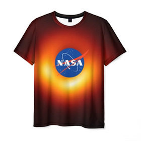 Мужская футболка 3D с принтом Черная дыра NASA в Екатеринбурге, 100% полиэфир | прямой крой, круглый вырез горловины, длина до линии бедер | nasa | астрономия | горизонт событий | космос | наса | черная дыра