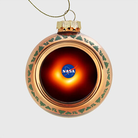 Стеклянный ёлочный шар с принтом Черная дыра NASA в Екатеринбурге, Стекло | Диаметр: 80 мм | nasa | астрономия | горизонт событий | космос | наса | черная дыра