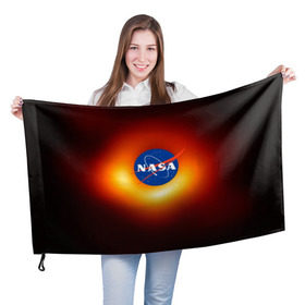 Флаг 3D с принтом Черная дыра NASA в Екатеринбурге, 100% полиэстер | плотность ткани — 95 г/м2, размер — 67 х 109 см. Принт наносится с одной стороны | nasa | астрономия | горизонт событий | космос | наса | черная дыра