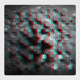 Магнитный плакат 3Х3 с принтом СОТЫ ГЛИТЧ в Екатеринбурге, Полимерный материал с магнитным слоем | 9 деталей размером 9*9 см | abstraction | geometry | hexagon | techno | абстракция | броня | геометрия | краски | неон | неоновый | сетка | соты | стальная броня | текстура | шестигранники