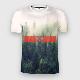 Мужская футболка 3D спортивная с принтом Северный лес в Екатеринбурге, 100% полиэстер с улучшенными характеристиками | приталенный силуэт, круглая горловина, широкие плечи, сужается к линии бедра | forest | nord | north | pagan | vikikngs | викинги | лес | лесник | норд | один | север | язычество