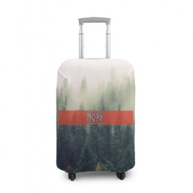 Чехол для чемодана 3D с принтом Северный лес в Екатеринбурге, 86% полиэфир, 14% спандекс | двустороннее нанесение принта, прорези для ручек и колес | forest | nord | north | pagan | vikikngs | викинги | лес | лесник | норд | один | север | язычество