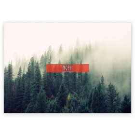 Поздравительная открытка с принтом Северный лес в Екатеринбурге, 100% бумага | плотность бумаги 280 г/м2, матовая, на обратной стороне линовка и место для марки
 | forest | nord | north | pagan | vikikngs | викинги | лес | лесник | норд | один | север | язычество