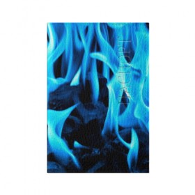 Обложка для паспорта матовая кожа с принтом Синий огонь в Екатеринбурге, натуральная матовая кожа | размер 19,3 х 13,7 см; прозрачные пластиковые крепления | Тематика изображения на принте: fire | flame | in fire | smoke | в огне | дым | огненный | огонь | текстуры