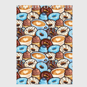Скетчбук с принтом Пончики и кофе в Екатеринбурге, 100% бумага
 | 48 листов, плотность листов — 100 г/м2, плотность картонной обложки — 250 г/м2. Листы скреплены сверху удобной пружинной спиралью | art | berries | blue | blueberries | brown | cake | candy | chocolate | coffee | cup | donuts | gifts | heart | painting | sweets | живопись | искусство | конфеты | коричневые | кофе | пирожное | подарки | пончики | сердце | синие | сладости | чашка | чер