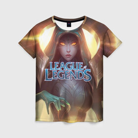 Женская футболка 3D с принтом League of Legends в Екатеринбурге, 100% полиэфир ( синтетическое хлопкоподобное полотно) | прямой крой, круглый вырез горловины, длина до линии бедер | kda | lol | rise | rus | skins | варвик | варус | воин | легенд | лига | лол | маг | стрелок | танк | чемпион