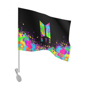 Флаг для автомобиля с принтом BTS в Екатеринбурге, 100% полиэстер | Размер: 30*21 см | bangtan boys | bt21 | bts | bts army | bts stickers | j hope | jimin | jin | jungkook | k pop | rap monster | rapmon | suga | v | бтс | корея | стикеры bts