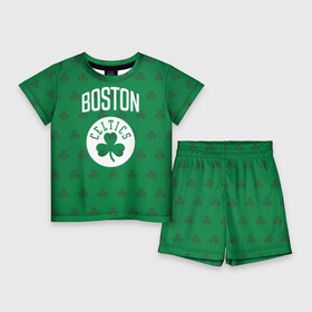 Детский костюм с шортами 3D с принтом Boston Celtics в Екатеринбурге,  |  | Тематика изображения на принте: boston | boston celtics | celtics | бостон | бостон селтикс