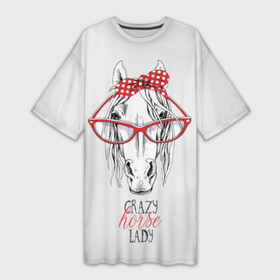 Платье-футболка 3D с принтом Crazy horse lady в Екатеринбурге,  |  | animal | blonde | bow | crazy | cute | head | horse | lady | look | polka | portrait | red | white | бант | белая | белый | блондинка | взгляд | голова | горошек | животное | красный | леди | лошадь | милый | очки | портрет | сумасшедшая