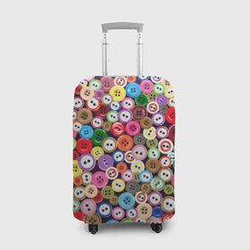 Чехол для чемодана 3D с принтом Пуговицы в Екатеринбурге, 86% полиэфир, 14% спандекс | двустороннее нанесение принта, прорези для ручек и колес | beautiful | buttons | different | holes | many | multi colored | round | scattering | дырки | красивые | круглые | много | пуговицы | разноцветные | разные | россыпь