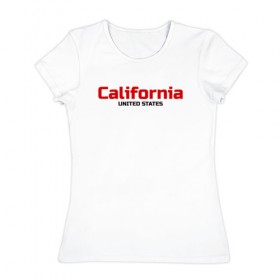 Женская футболка хлопок с принтом USA - California в Екатеринбурге, 100% хлопок | прямой крой, круглый вырез горловины, длина до линии бедер, слегка спущенное плечо | america | california | california city | california republic | usa | америка | калифорния | соединенные штаты | сша | штат