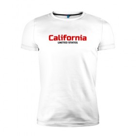 Мужская футболка премиум с принтом USA - California в Екатеринбурге, 92% хлопок, 8% лайкра | приталенный силуэт, круглый вырез ворота, длина до линии бедра, короткий рукав | america | california | california city | california republic | usa | америка | калифорния | соединенные штаты | сша | штат