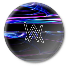 Значок с принтом alan walker в Екатеринбурге,  металл | круглая форма, металлическая застежка в виде булавки | alan walker | club | music | клуб | клубная музыка | клубняк