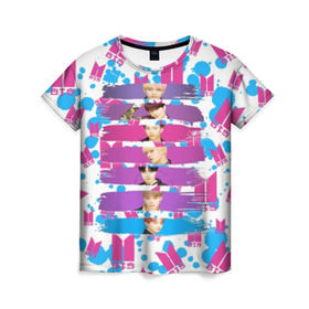Женская футболка 3D с принтом Bts Lover Yourself в Екатеринбурге, 100% полиэфир ( синтетическое хлопкоподобное полотно) | прямой крой, круглый вырез горловины, длина до линии бедер | bangtan | boy | j hope | jimin | jin | jungkook | korea | luv | rm | suga | v | with | бтс | кей | поп