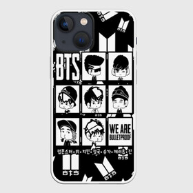 Чехол для iPhone 13 mini с принтом BTS WE ARE BULLETPROOF в Екатеринбурге,  |  | bangtan | boy | j hope | jimin | jin | jungkook | korea | luv | rm | suga | v | with | бтс | кей | поп