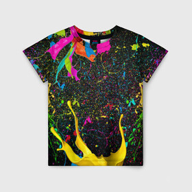 Детская футболка 3D с принтом Взрыв Красок в Екатеринбурге, 100% гипоаллергенный полиэфир | прямой крой, круглый вырез горловины, длина до линии бедер, чуть спущенное плечо, ткань немного тянется | Тематика изображения на принте: 1 мая | 2019 | 2020 | neon | брызги | брызги красок | в подарок | веселая | весна | клубная | краска | краски | красочная | летняя | лето | неон | неоновые цвета | подарок | праздник | пятна краски | сочная | яркая