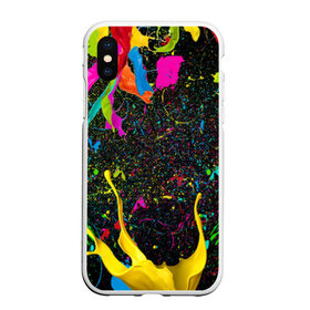Чехол для iPhone XS Max матовый с принтом Взрыв Красок в Екатеринбурге, Силикон | Область печати: задняя сторона чехла, без боковых панелей | 1 мая | 2019 | 2020 | neon | брызги | брызги красок | в подарок | веселая | весна | клубная | краска | краски | красочная | летняя | лето | неон | неоновые цвета | подарок | праздник | пятна краски | сочная | яркая