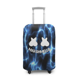Чехол для чемодана 3D с принтом Marshmello в Екатеринбурге, 86% полиэфир, 14% спандекс | двустороннее нанесение принта, прорези для ручек и колес | christopher comstock | dj | marshmello | music | диджей | клубная музыка | клубняк | крис комсток | логотип | маршмеллоу | музыка