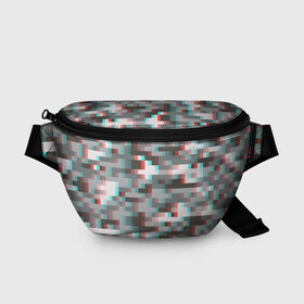 Поясная сумка 3D с принтом Пиксели кубики в Екатеринбурге, 100% полиэстер | плотная ткань, ремень с регулируемой длиной, внутри несколько карманов для мелочей, основное отделение и карман с обратной стороны сумки застегиваются на молнию | камуфляж | пиксели | текстуры