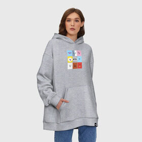 Худи SuperOversize хлопок с принтом BTS BT21 в Екатеринбурге, 70% хлопок, 30% полиэстер, мягкий начес внутри | карман-кенгуру, эластичная резинка на манжетах и по нижней кромке, двухслойный капюшон
 | bangtan boys | bt21 | bts | bts army | bts stickers | j hope | jimin | jin | jungkook | k pop | rap monster | rapmon | suga | v | бтс | корея | стикеры bts