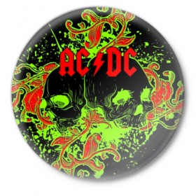 Значок с принтом AC/DC в Екатеринбурге,  металл | круглая форма, металлическая застежка в виде булавки | Тематика изображения на принте: ac dc | acdc | back in black | columbia | epic | force | guitar | pop | rock | vevo | ангус | блюз | рок | хард | янг