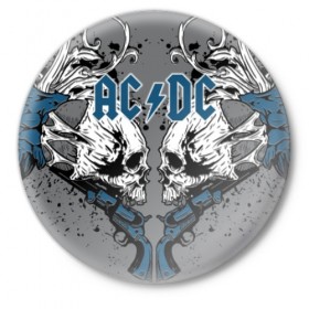 Значок с принтом AC/DC в Екатеринбурге,  металл | круглая форма, металлическая застежка в виде булавки | Тематика изображения на принте: ac dc | acdc | back in black | columbia | epic | force | guitar | pop | rock | vevo | ангус | блюз | рок | хард | янг