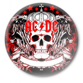 Значок с принтом AC/DC в Екатеринбурге,  металл | круглая форма, металлическая застежка в виде булавки | ac dc | acdc | back in black | columbia | epic | force | guitar | pop | rock | vevo | ангус | блюз | рок | хард | янг