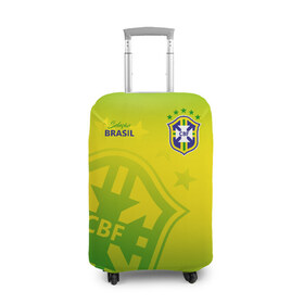 Чехол для чемодана 3D с принтом Бразилия в Екатеринбурге, 86% полиэфир, 14% спандекс | двустороннее нанесение принта, прорези для ручек и колес | Тематика изображения на принте: brasil | brazil | бразилия | бразильская сборная | сборная бразилии | сборная бразилии по футболу | сборные | форма | футбол | футбольные сборные | чемпионат мира