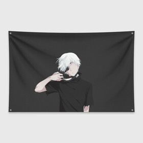 Флаг-баннер с принтом Kaneki Ken в Екатеринбурге, 100% полиэстер | размер 67 х 109 см, плотность ткани — 95 г/м2; по краям флага есть четыре люверса для крепления | anteiku | ghoul | kaneki | ken | tokyo | антейку | гуль | канеки | кен | токийский