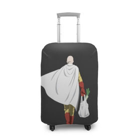 Чехол для чемодана 3D с принтом Saitama в Екатеринбурге, 86% полиэфир, 14% спандекс | двустороннее нанесение принта, прорези для ручек и колес | hero | man | one | one punch | punch | punch man | saitama | super | superhero | ванпанчмен | герой | сайтама | супер | супергерой