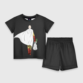 Детский костюм с шортами 3D с принтом Saitama в Екатеринбурге,  |  | hero | man | one | one punch | punch | punch man | saitama | super | superhero | ванпанчмен | герой | сайтама | супер | супергерой