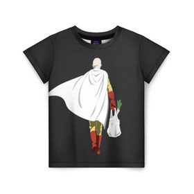 Детская футболка 3D с принтом Saitama в Екатеринбурге, 100% гипоаллергенный полиэфир | прямой крой, круглый вырез горловины, длина до линии бедер, чуть спущенное плечо, ткань немного тянется | hero | man | one | one punch | punch | punch man | saitama | super | superhero | ванпанчмен | герой | сайтама | супер | супергерой