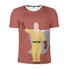 Мужская футболка 3D спортивная с принтом Saitama в Екатеринбурге, 100% полиэстер с улучшенными характеристиками | приталенный силуэт, круглая горловина, широкие плечи, сужается к линии бедра | hero | man | one | one punch | punch | punch man | saitama | super | superhero | ванпанчмен | герой | сайтама | супер | супергерой