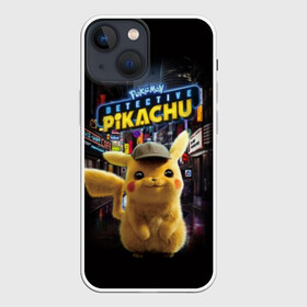 Чехол для iPhone 13 mini с принтом Pikachu Detective в Екатеринбурге,  |  | anime | game | nintendo | pikachu | pokemon | аниме | детектив | игра | кино | пикачу | покемон | эш кетчум