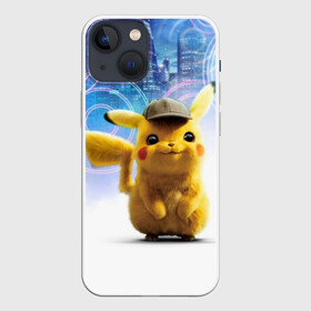 Чехол для iPhone 13 mini с принтом Pikachu Detective в Екатеринбурге,  |  | anime | game | nintendo | pikachu | pokemon | аниме | детектив | игра | кино | пикачу | покемон | эш кетчум