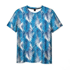 Мужская футболка 3D с принтом Гавайская с листьями в Екатеринбурге, 100% полиэфир | прямой крой, круглый вырез горловины, длина до линии бедер | gta | san andreas | америка | гавайи | дискотека | для отдыха | для путешествий | курортная | маями | мексика | пальмовые листья | пати | пляжная вечеринка | пляжная одежда | с пальмами | сша