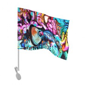 Флаг для автомобиля с принтом GRAFFITI в Екатеринбурге, 100% полиэстер | Размер: 30*21 см | grafiti | paint | street art | urban | город | граффити | искусство | кирпичи | краски | рисунки | стена | улицы | уличное искусство