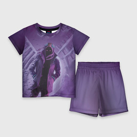 Детский костюм с шортами 3D с принтом Purple в Екатеринбурге,  |  | brawl stars | jessie | leon | spike | бравл старс | джесси | леон | спайк