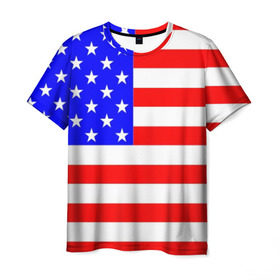 Мужская футболка 3D с принтом АМЕРИКАНСКИЙ ФЛАГ в Екатеринбурге, 100% полиэфир | прямой крой, круглый вырез горловины, длина до линии бедер | usa | абстракция | америка | американский | герб | звезды | краска | символика сша | страны | сша | флаг | штаты