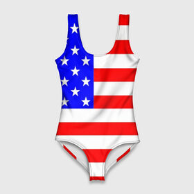 Купальник-боди 3D с принтом АМЕРИКАНСКИЙ ФЛАГ в Екатеринбурге, 82% полиэстер, 18% эластан | Круглая горловина, круглый вырез на спине | usa | абстракция | америка | американский | герб | звезды | краска | символика сша | страны | сша | флаг | штаты