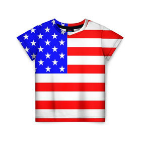 Детская футболка 3D с принтом АМЕРИКАНСКИЙ ФЛАГ в Екатеринбурге, 100% гипоаллергенный полиэфир | прямой крой, круглый вырез горловины, длина до линии бедер, чуть спущенное плечо, ткань немного тянется | usa | абстракция | америка | американский | герб | звезды | краска | символика сша | страны | сша | флаг | штаты